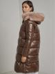Long puffer jacket with detachable hood with detachable eco fur - 2