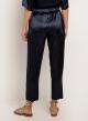 Navy Blue Trousers with rubber waistband ties with cord Greek Archaic Kori - 2