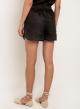 Black Linen stich Shorts with rubber waistband ties with cord Greek Archaic Kori  - 2