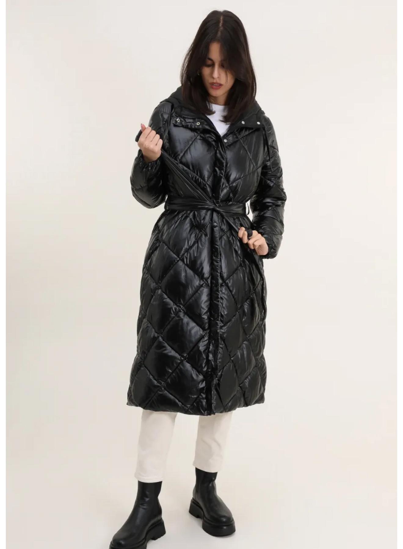 Quilted puffer jacket with hood - 1