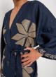 Navy Blue-Gold linen Kimono AEOLIS Greek Archaic Kori - 1