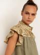 Tea-Gold new All Over sleeveless Linen Blouse with Mao collar Greek Archaic Kori - 2