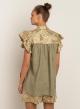 Tea-Gold new All Over sleeveless Linen Blouse with Mao collar Greek Archaic Kori - 3