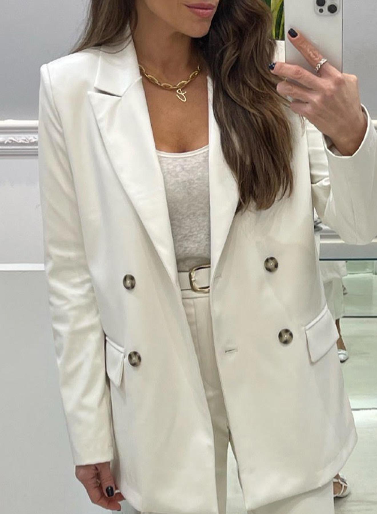 Double breasted eco leather blazer - 3