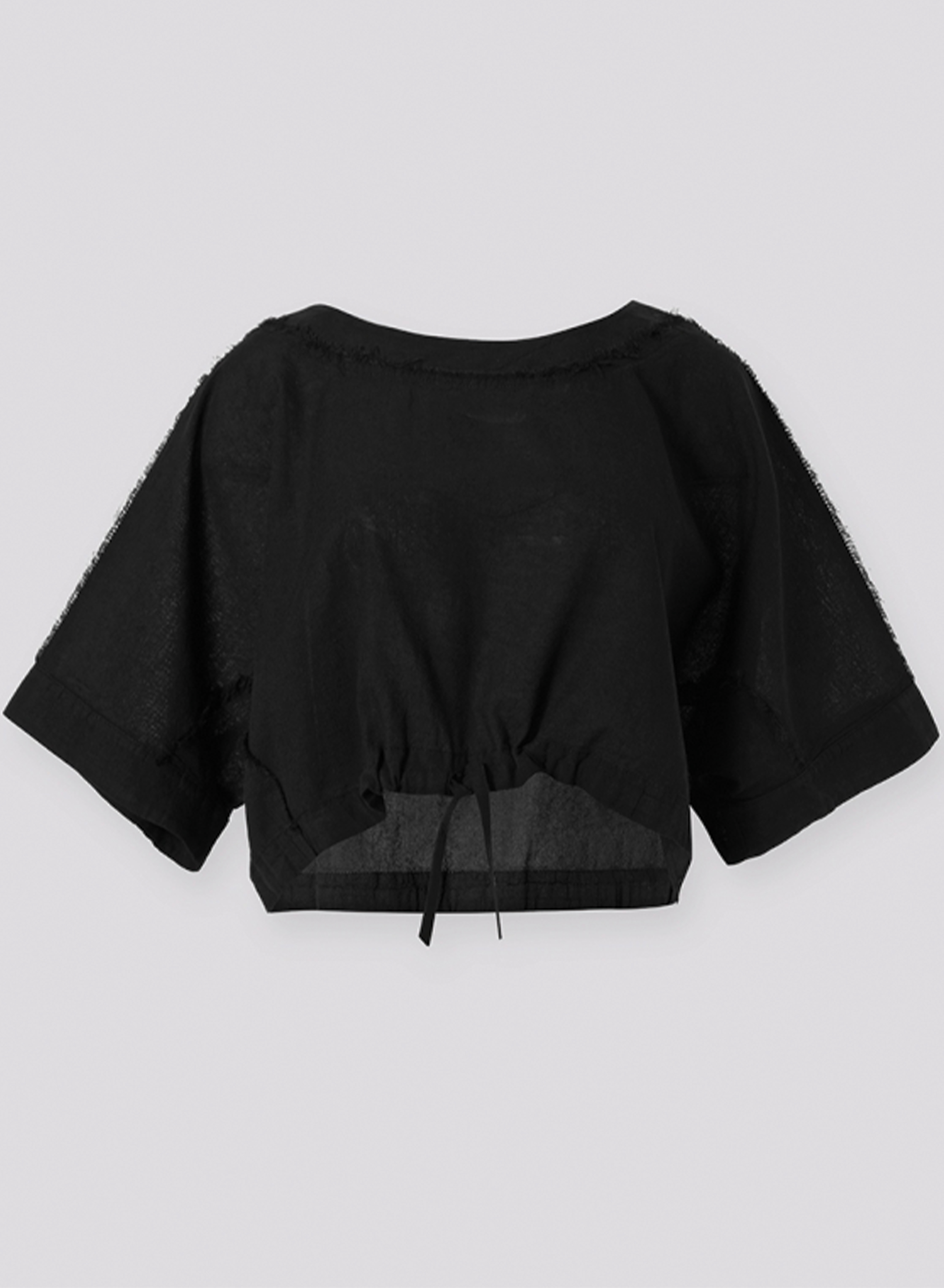 Black gaza crop Top with cord on the waist "KALIOPI" Devotion Twins