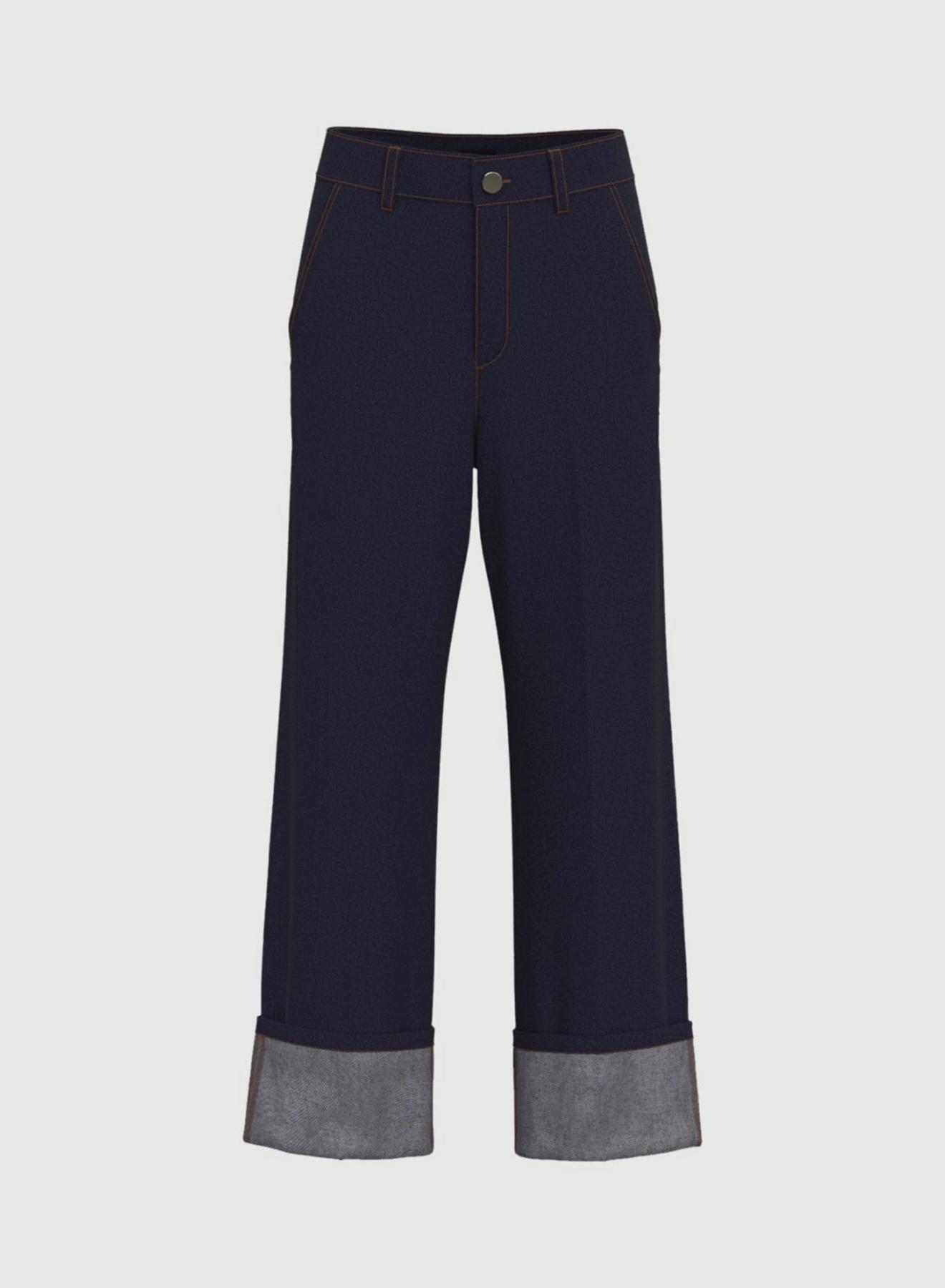 Wide-leg stretch jeans with turn-ups - 4