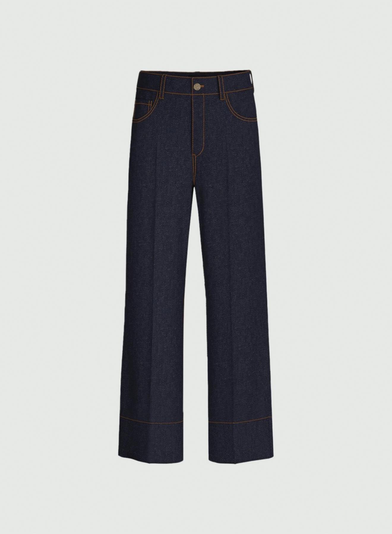 Navy Blue Τζιν Παντελόνι σε ίσια γραμμή Emme Marella - 5