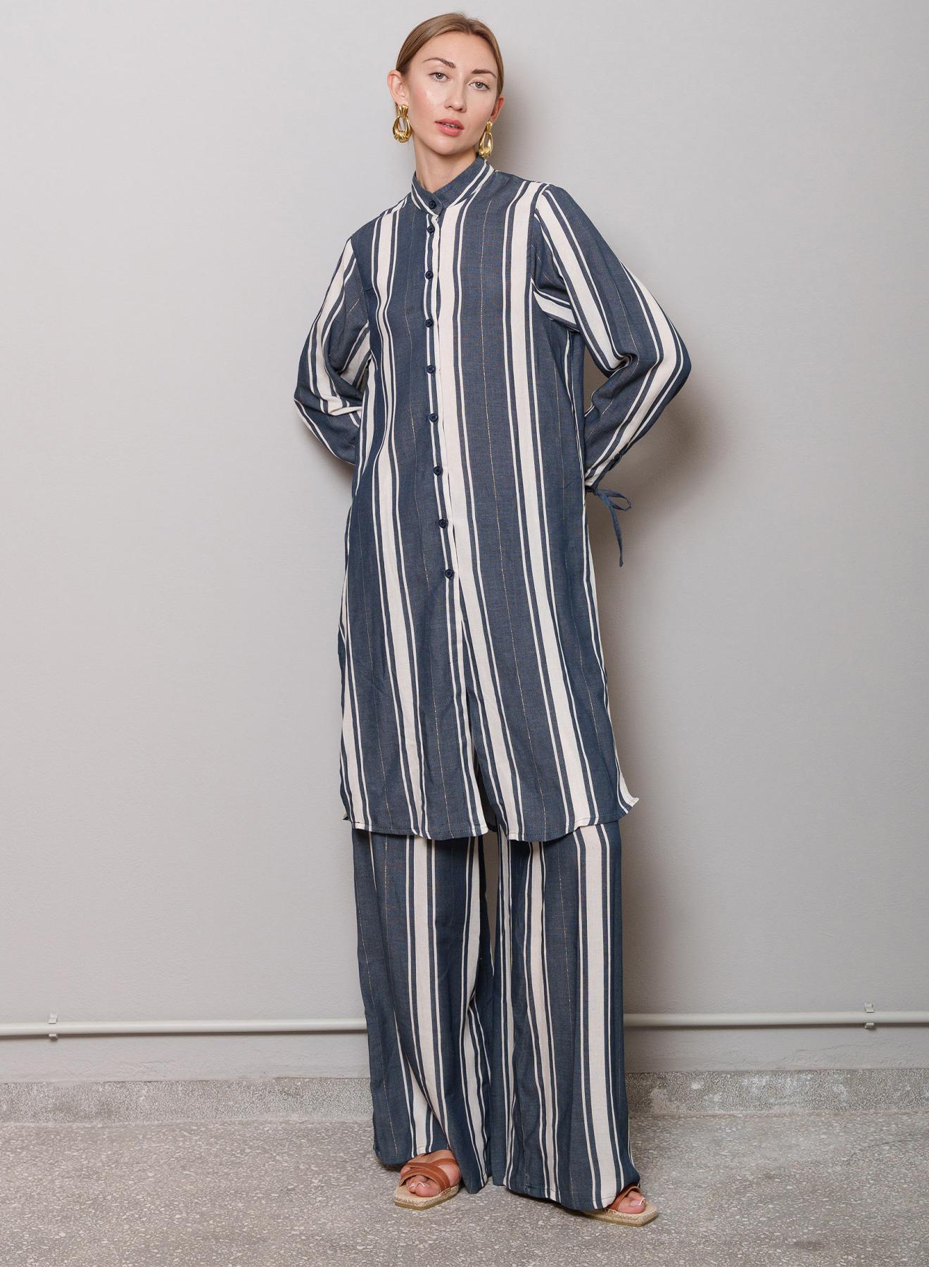 Blue-White Shirtdress with wide stripes "MARTA" Capetanissa - 1