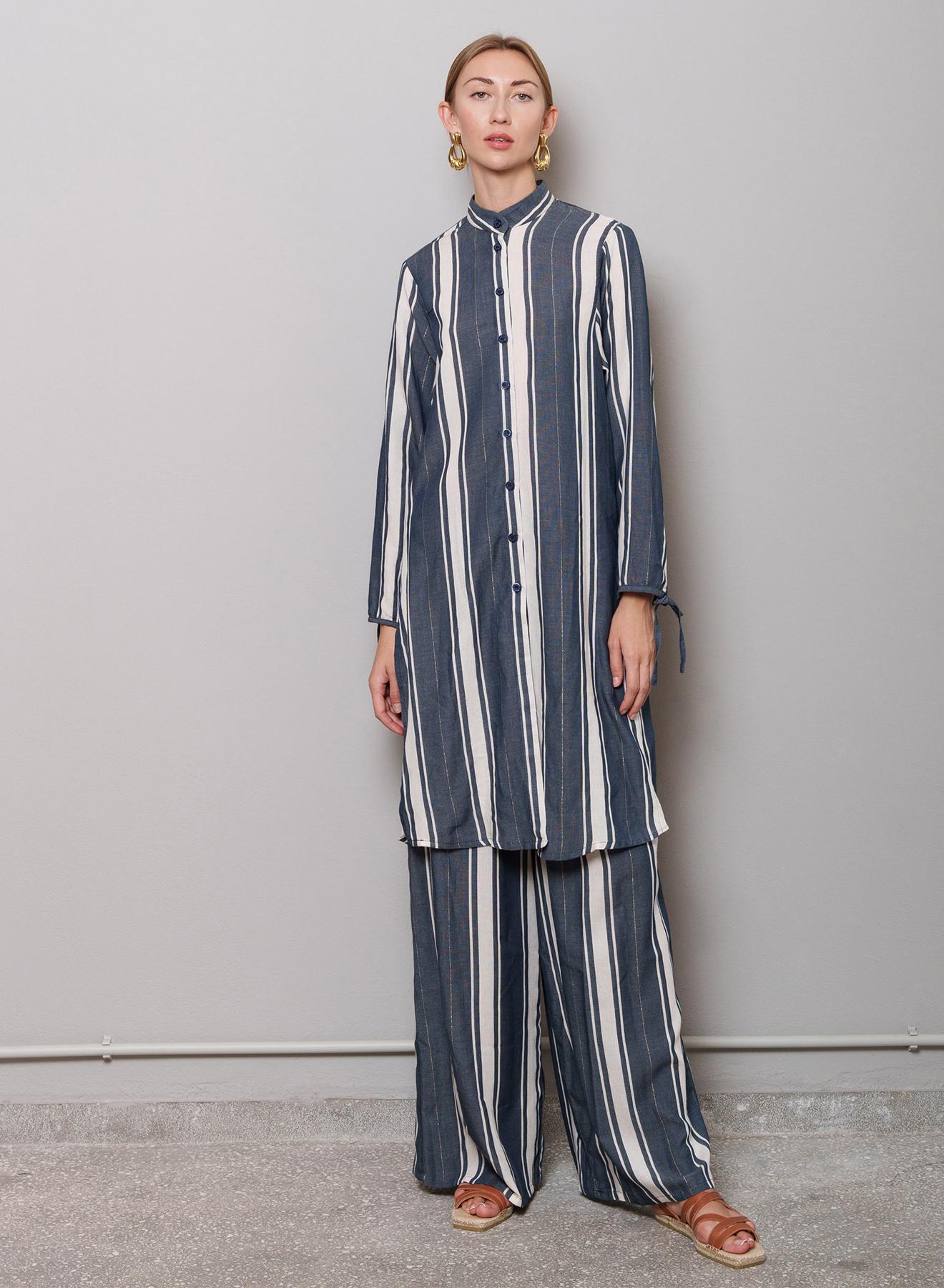 Blue-White Shirtdress with wide stripes "MARTA" Capetanissa - 2