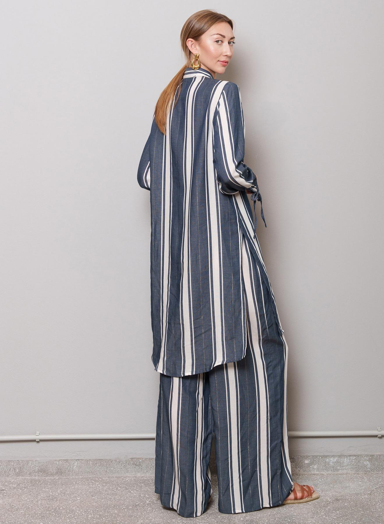 Blue-White Shirtdress with wide stripes "MARTA" Capetanissa - 4