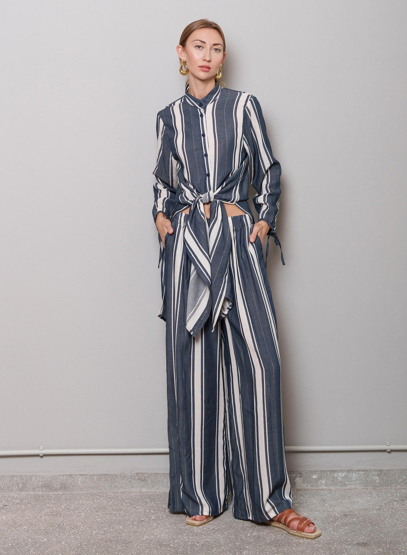 Blue-White Shirtdress with wide stripes "MARTA" Capetanissa - 5