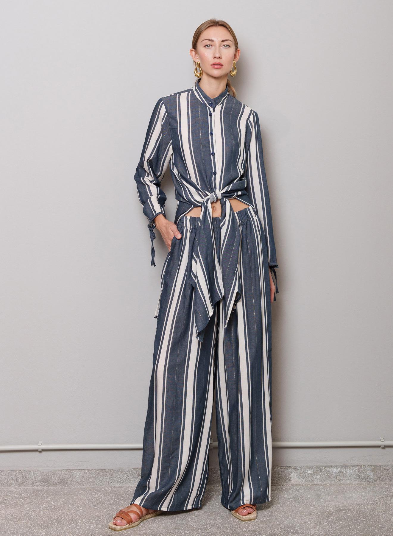 Blue-White Shirtdress with wide stripes "MARTA" Capetanissa - 5