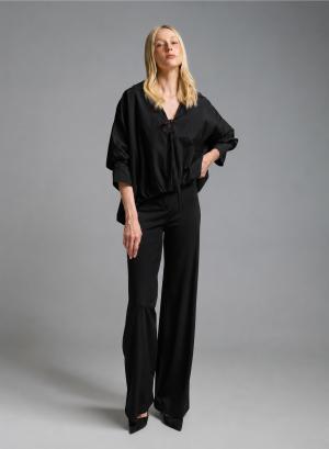 Black straight fit Trousers with elasticated rear waistband Imperial - 63444