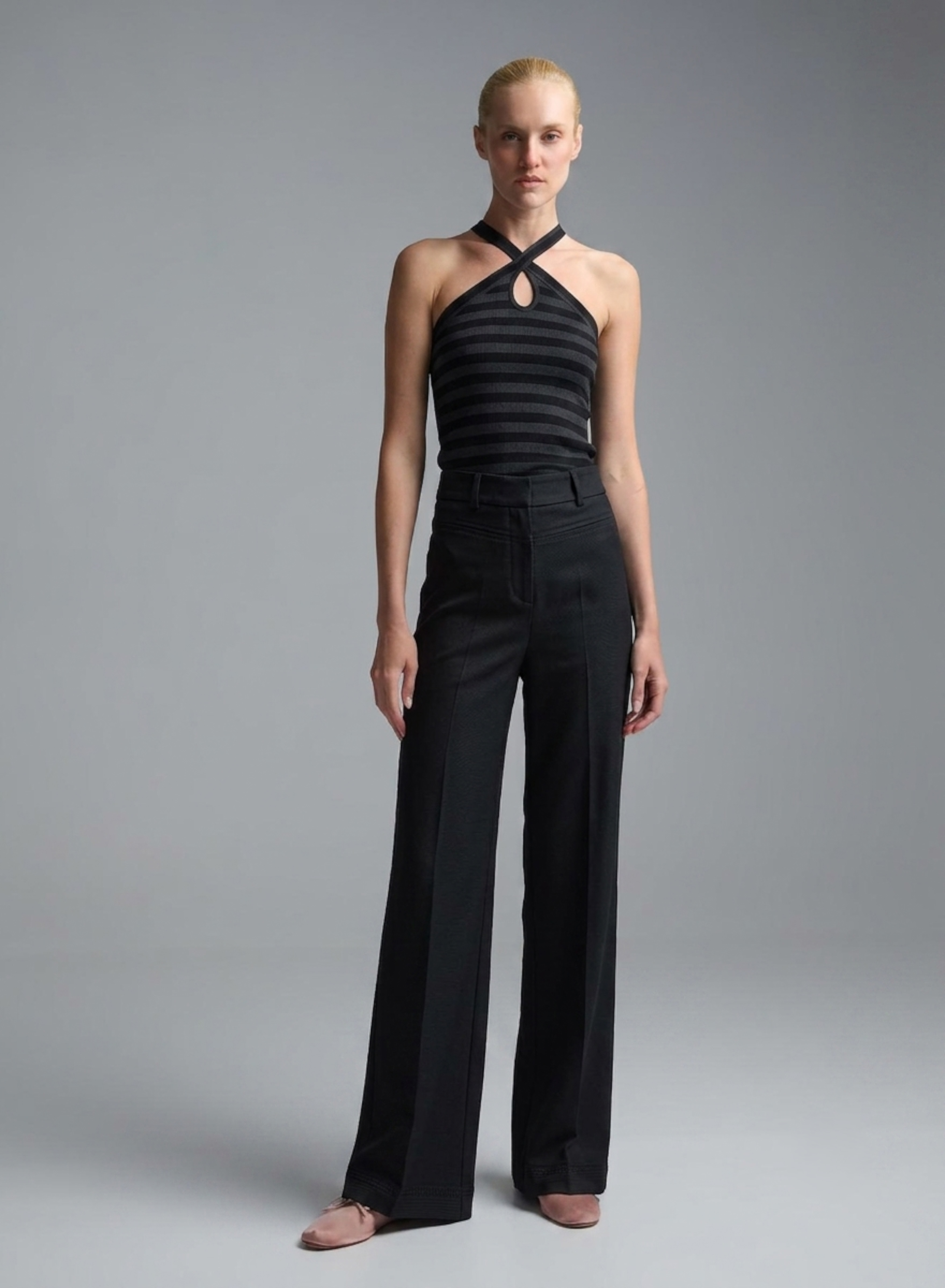 Black straight fit Trousers with elasticated rear waistband Imperial - 1