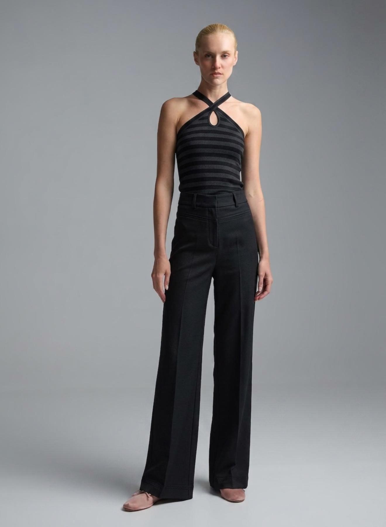 Black straight fit Trousers with elasticated rear waistband Imperial - 2