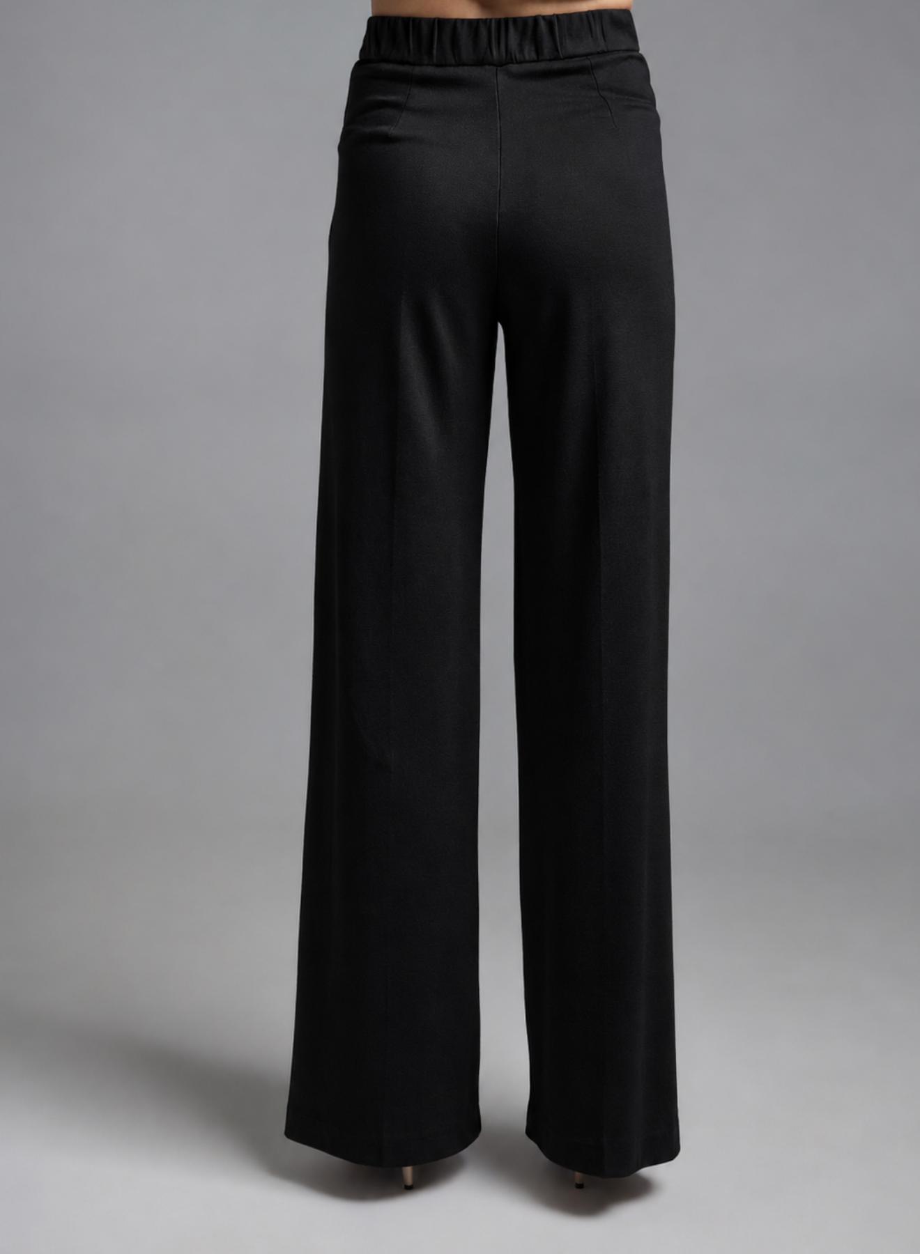 Black straight fit Trousers with elasticated rear waistband Imperial - 4
