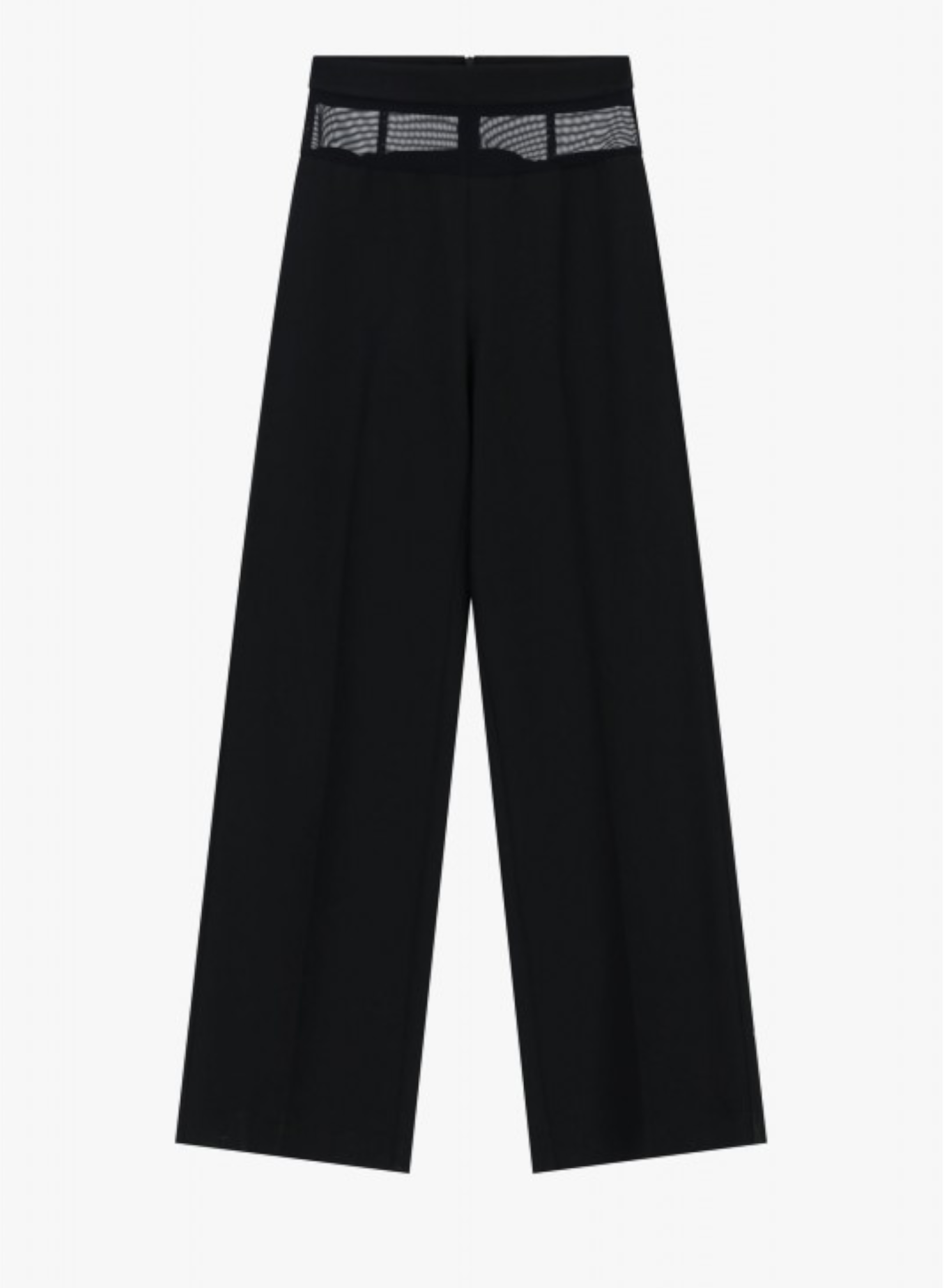 Black high waisted straight fit Trousers with mesh waistband Imperial - 3