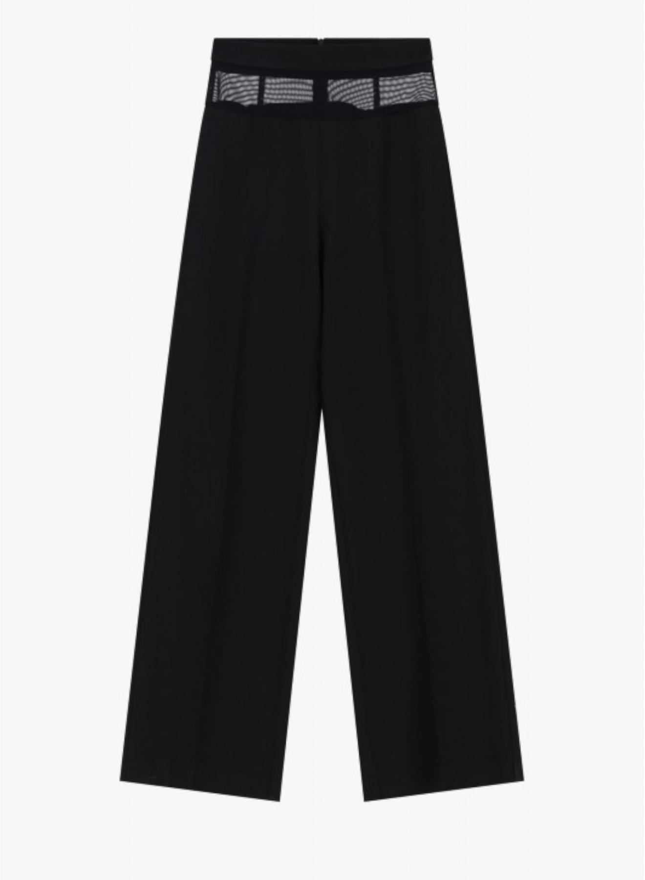 Black high waisted straight fit Trousers with mesh waistband Imperial - 4
