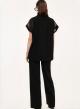 Black high waisted straight fit Trousers with mesh waistband Imperial - 2