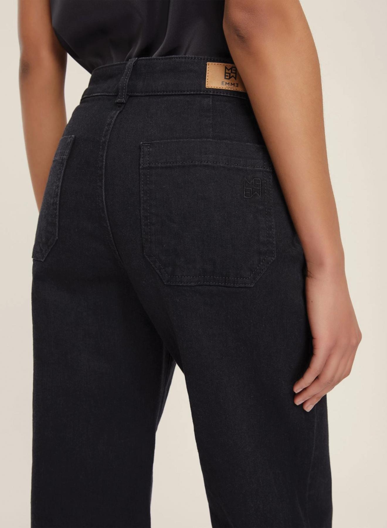 Black straight fit Jeans with patch pockets Emme Marella - 4