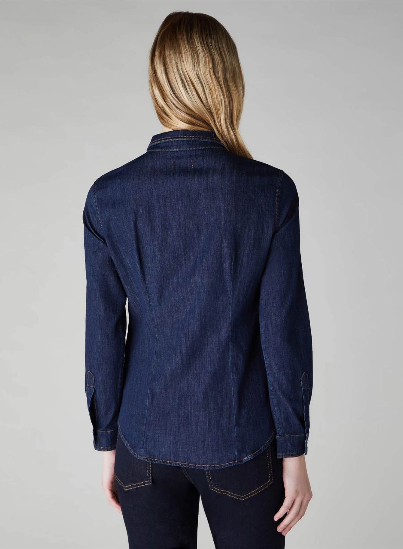 Navy Blue slim fit Τζιν Πουκάμισο Emme Marella - 2