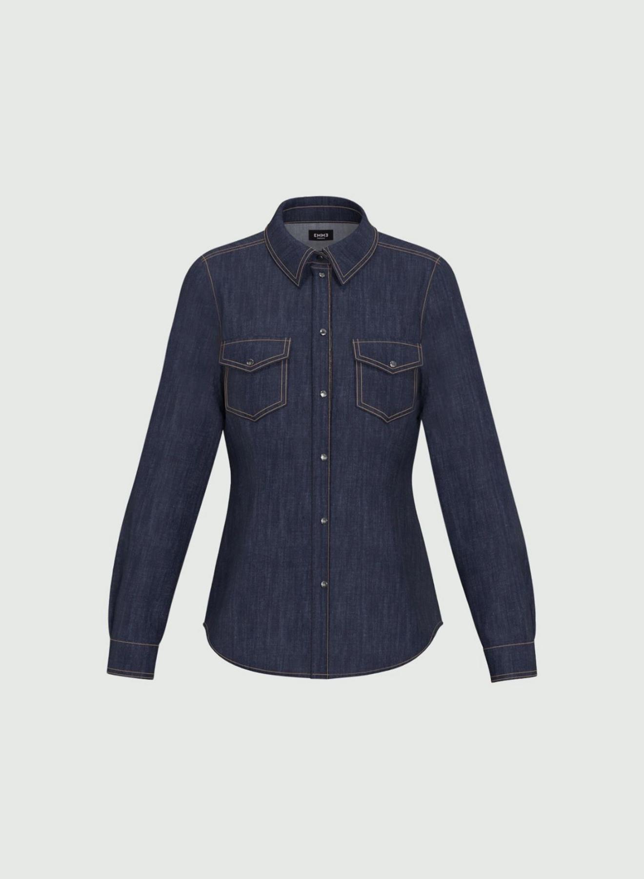 Navy Blue slim fit Jean Shirt Emme Marella - 4