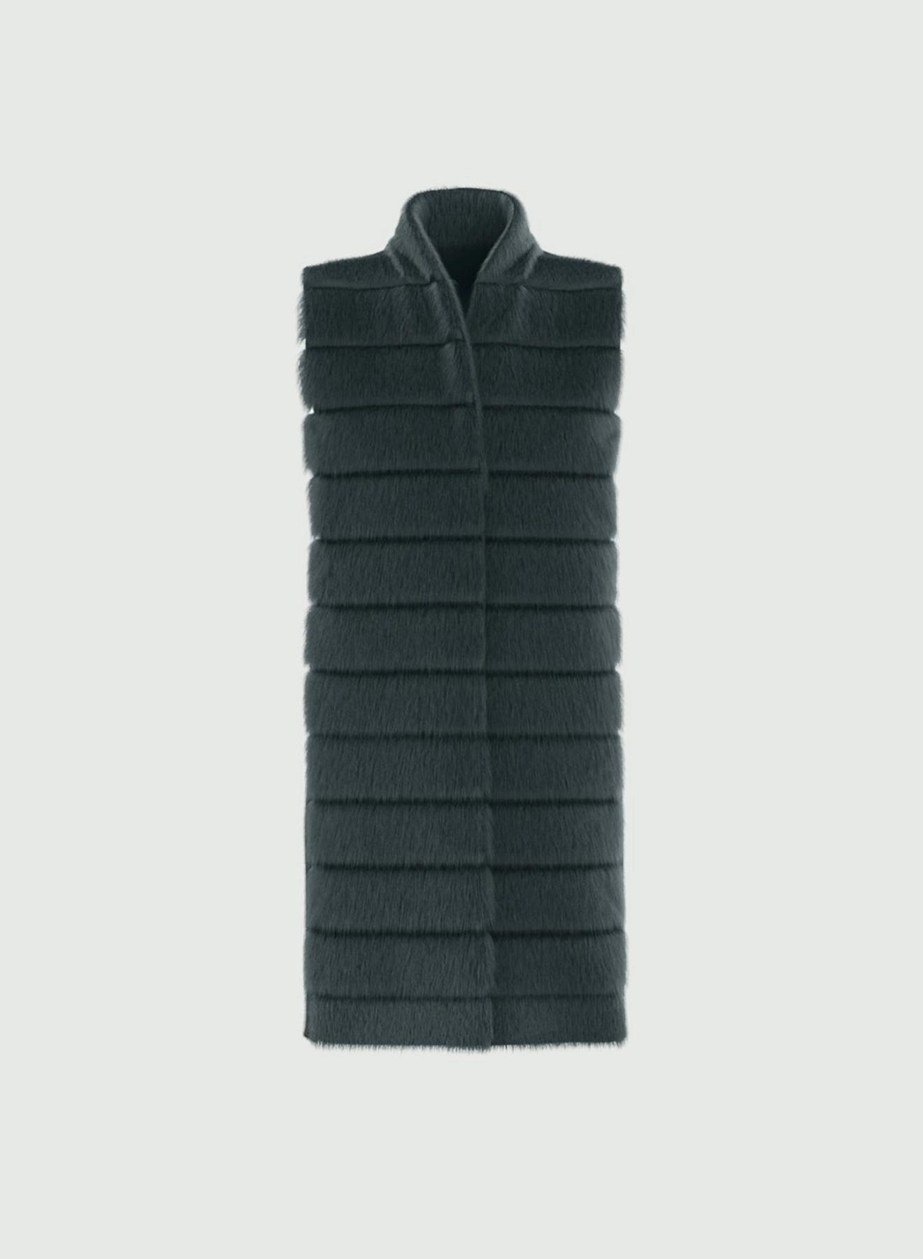 Green long quilted, padded Gilet Emme Marella - 4