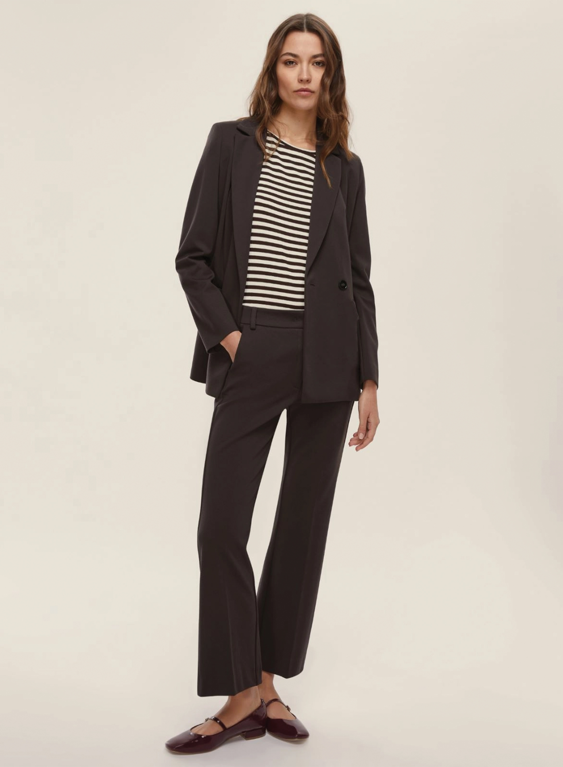 Brown long-sleeved sailor-striped T-shirt with long sleeves Emme Marella - 0