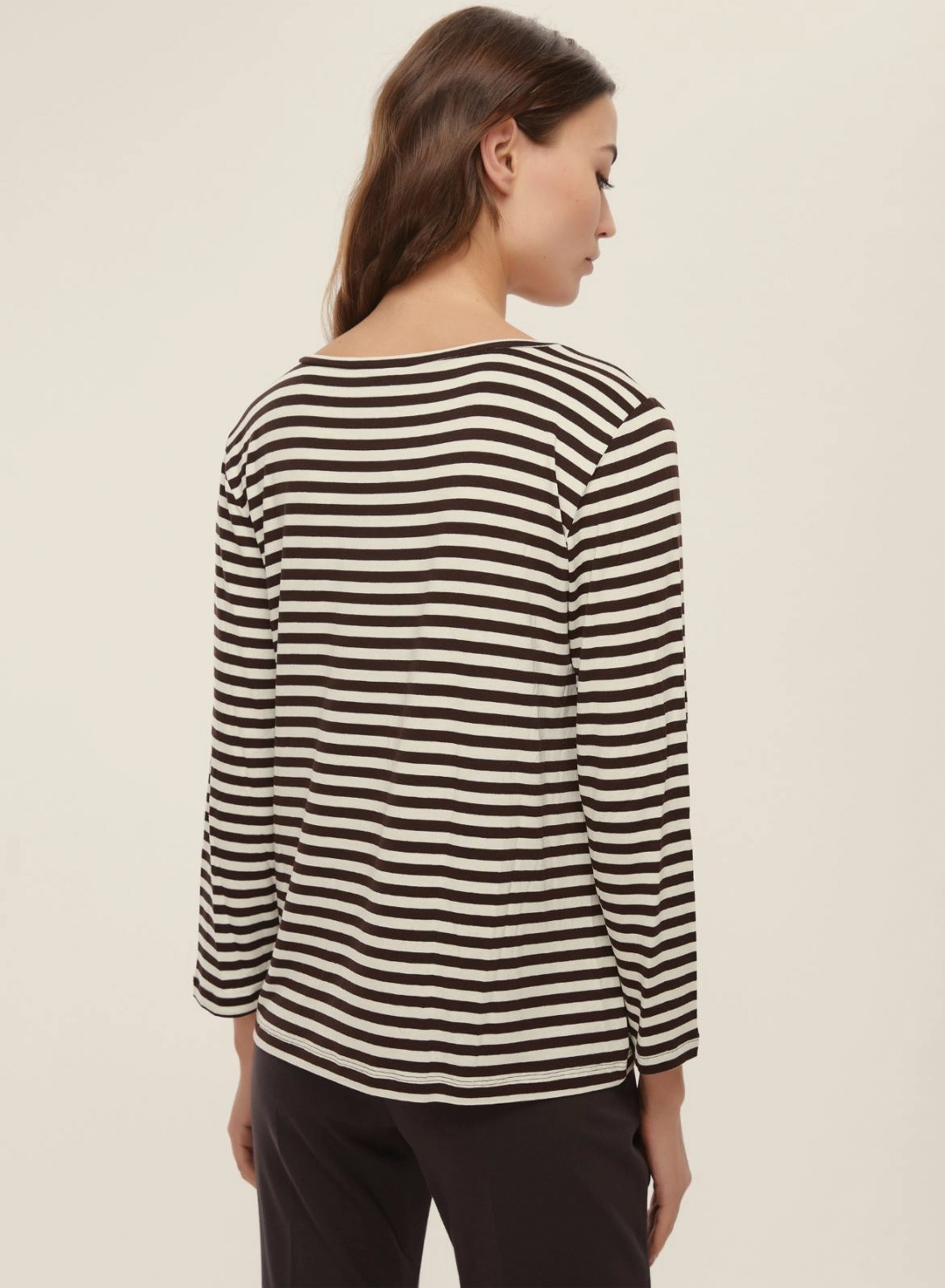 Brown long-sleeved sailor-striped T-shirt with long sleeves Emme Marella - 1