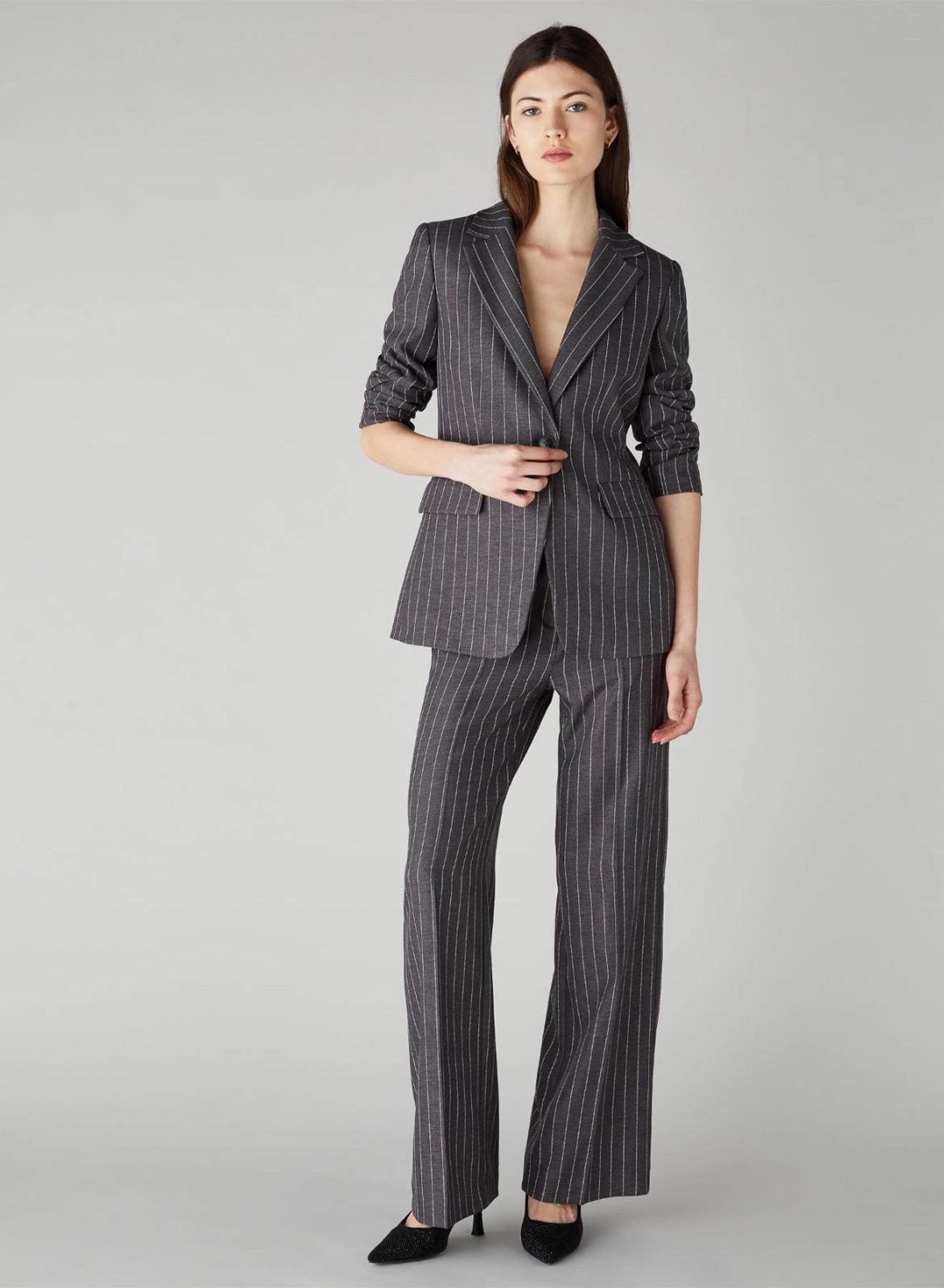 Grey straight leg Trousers with stripes Emme Marella - 2