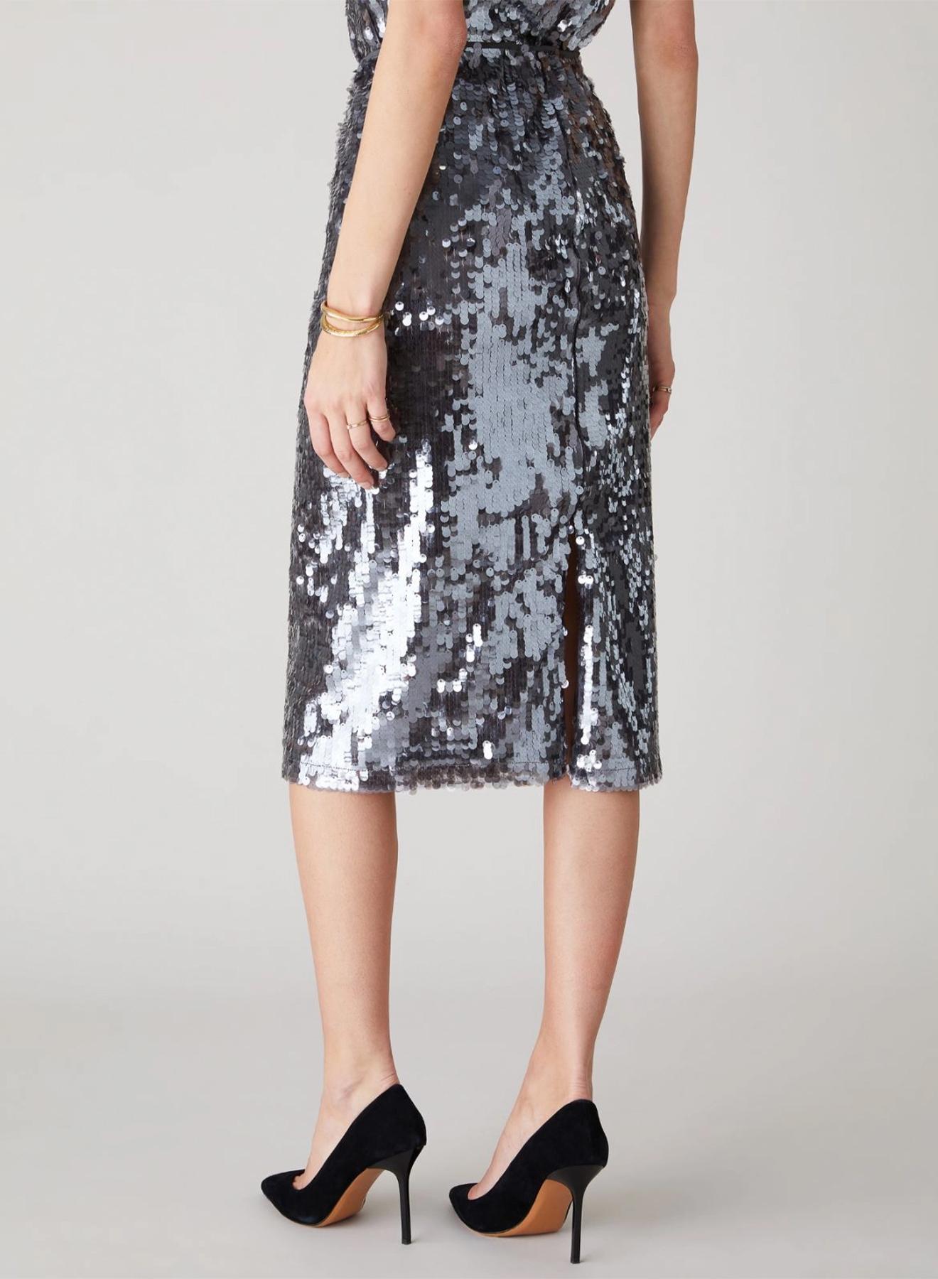 Silver midi sequinned Skirt Emme Marella - 3