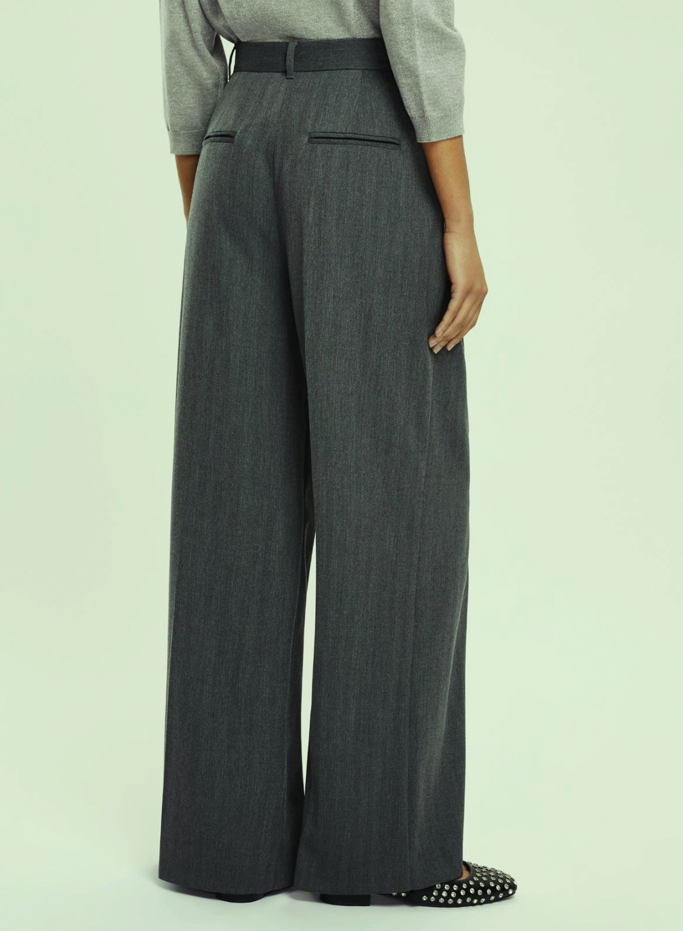 Grey wide legs Trousers with pleats Emme Marella - 1