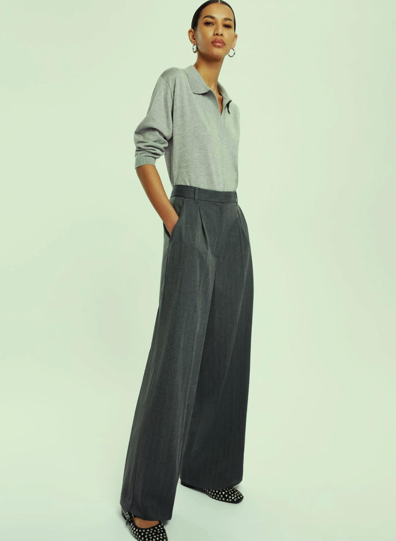 Grey wide legs Trousers with pleats Emme Marella - 3