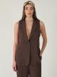 Brown long Vest with lapels and with V neckline R.R. - 0