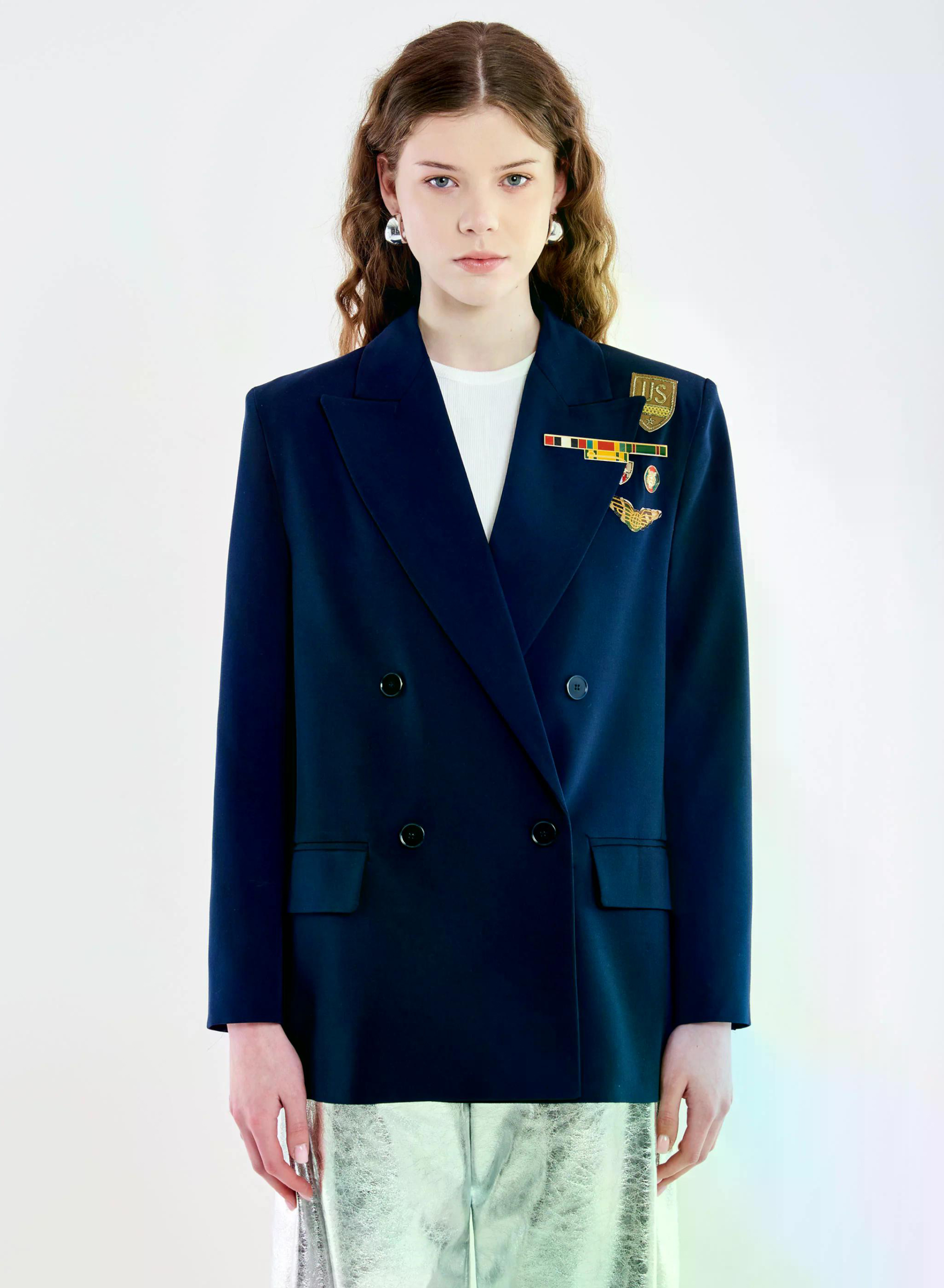 Blue Double breasted Jacket with decorative pins and stitched badges Vicolo - 1