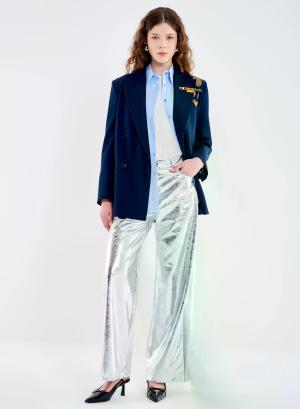 Blue Double breasted Jacket with decorative pins and stitched badges Vicolo - 57338