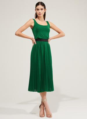Lurex pleated skirt with rubber waistband - 17727