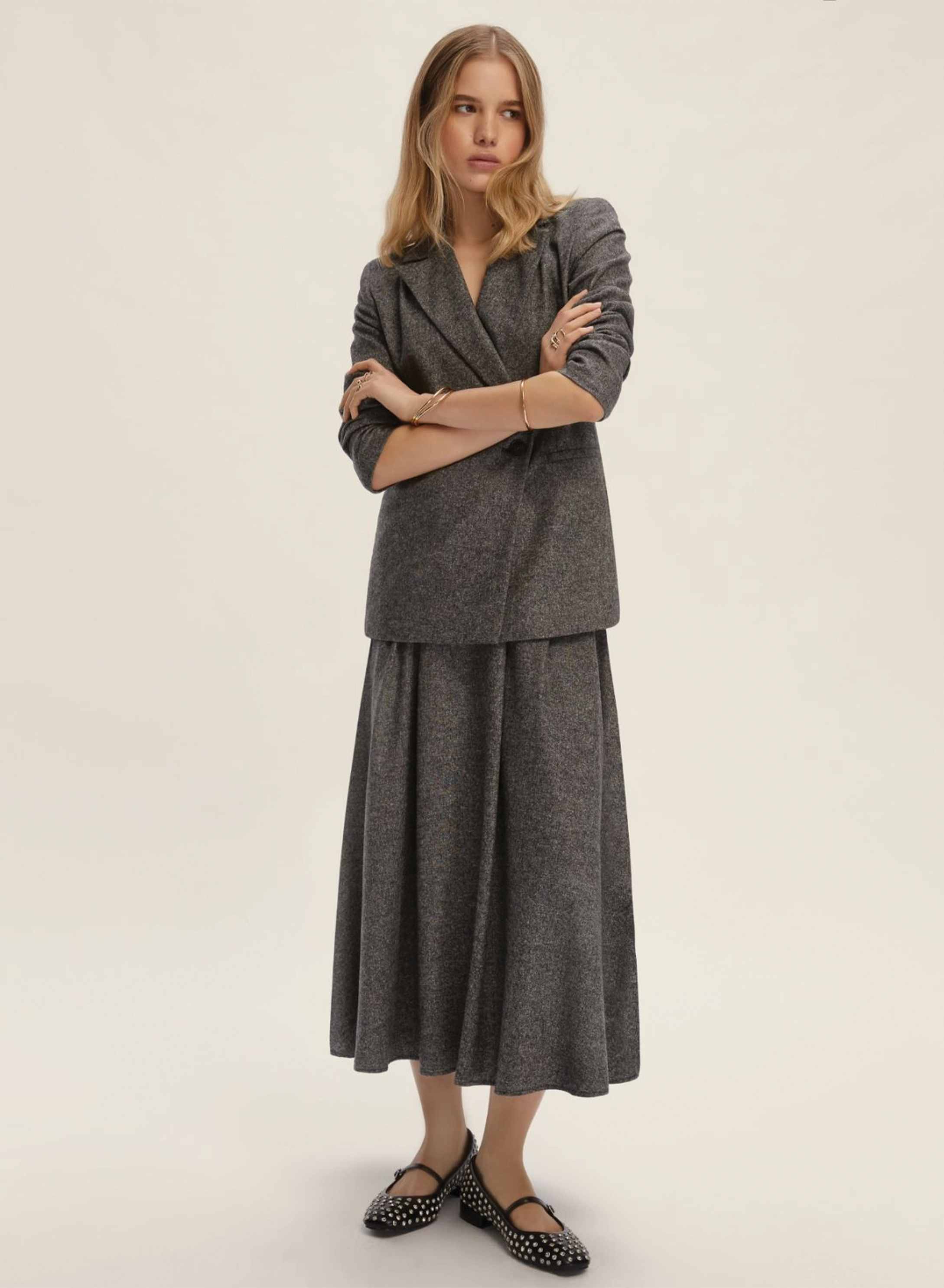 Grey Skirt with rear elasticated waistband Emme Marella - 2