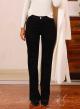 Black stretch cotton Trousers with a slim flare line R.R. - 1