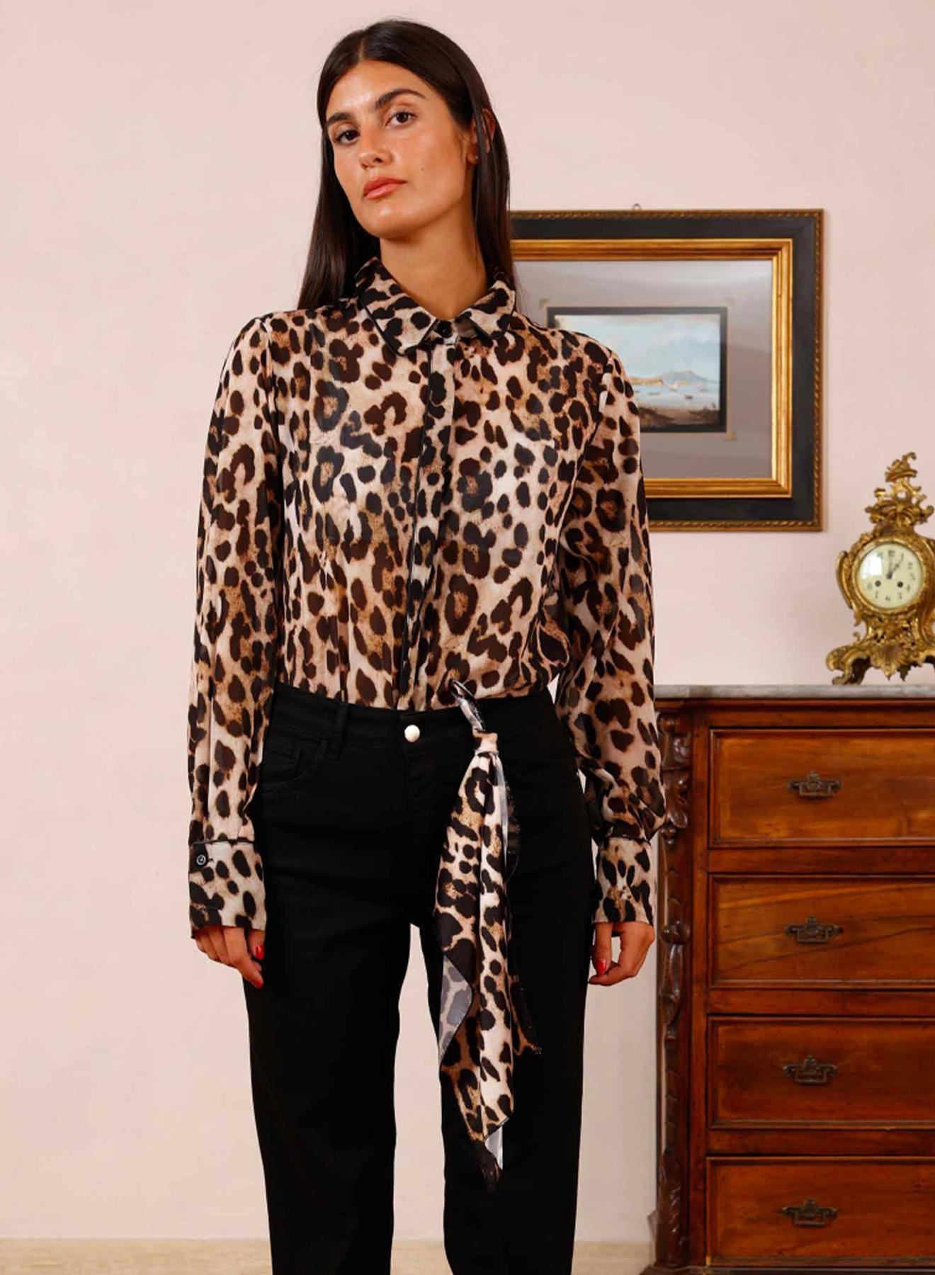 Black Jeans with decorative animal print foulard R.R. - 4