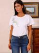  White cotton T-Shirt with rhinestones R.R. - 0