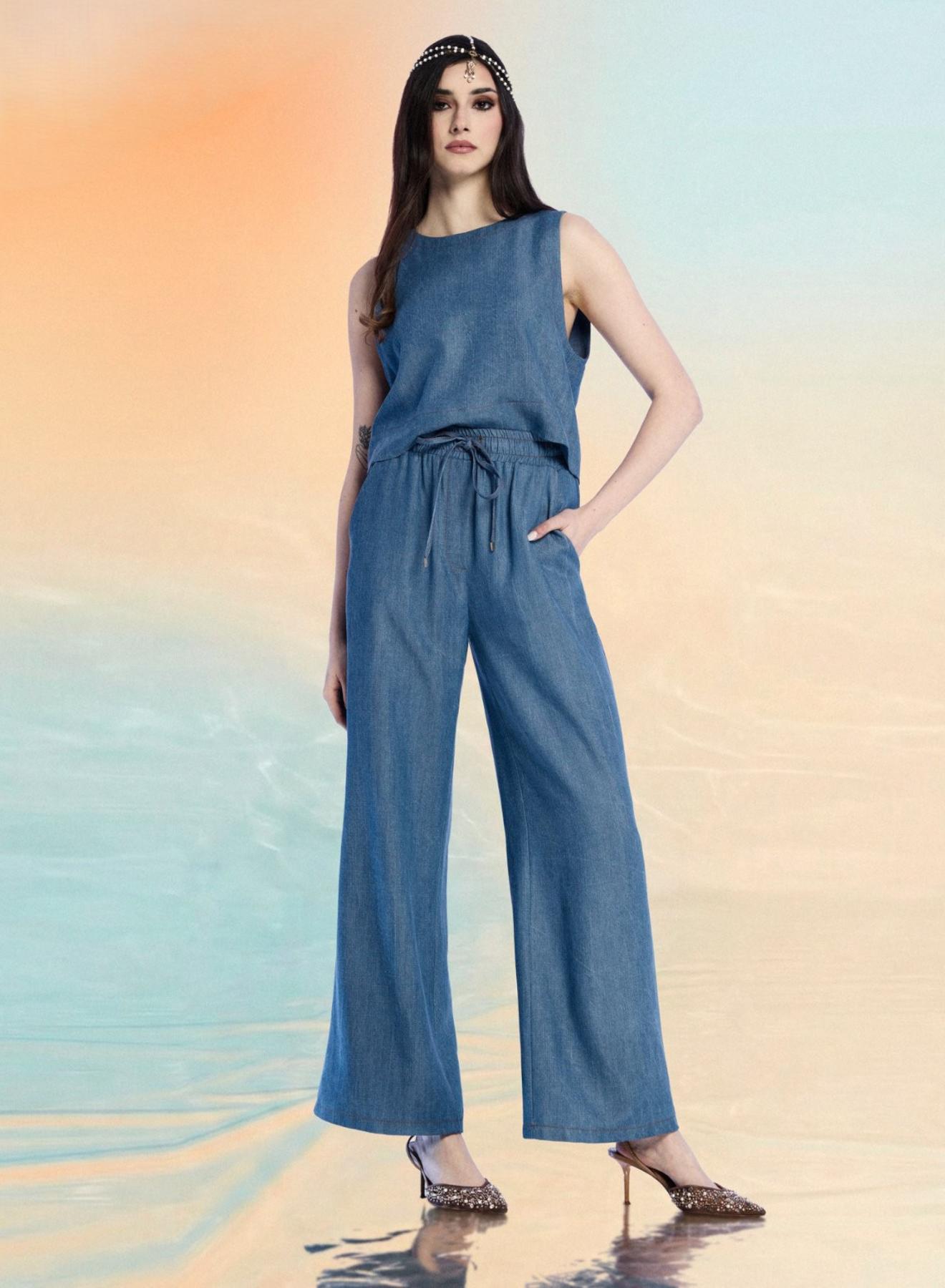 Blue sleeveless denim Blouse R.R. - 3