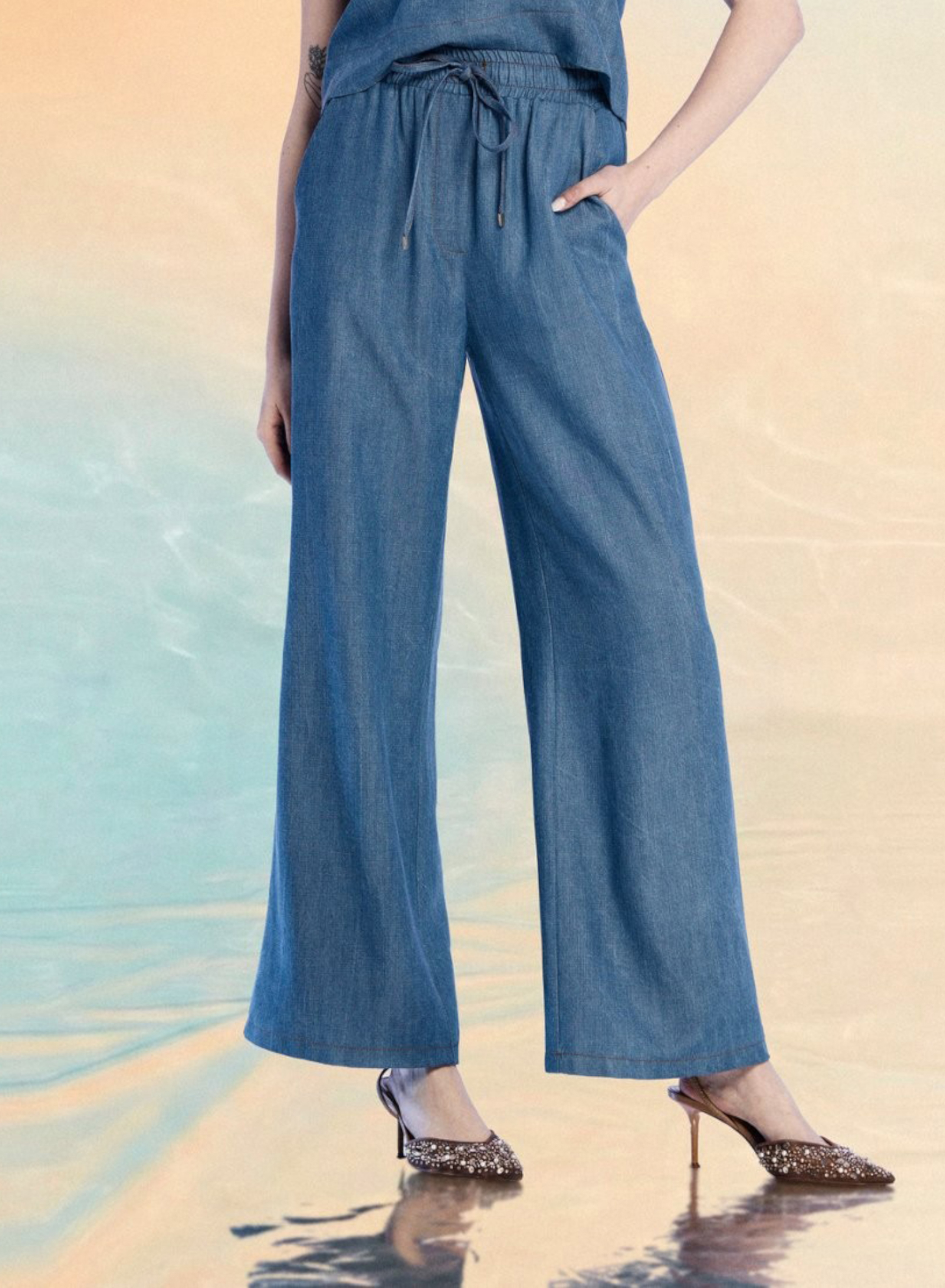 Blue Jeans loose fit with elasticated waistband and with drawstring R.R. - 1