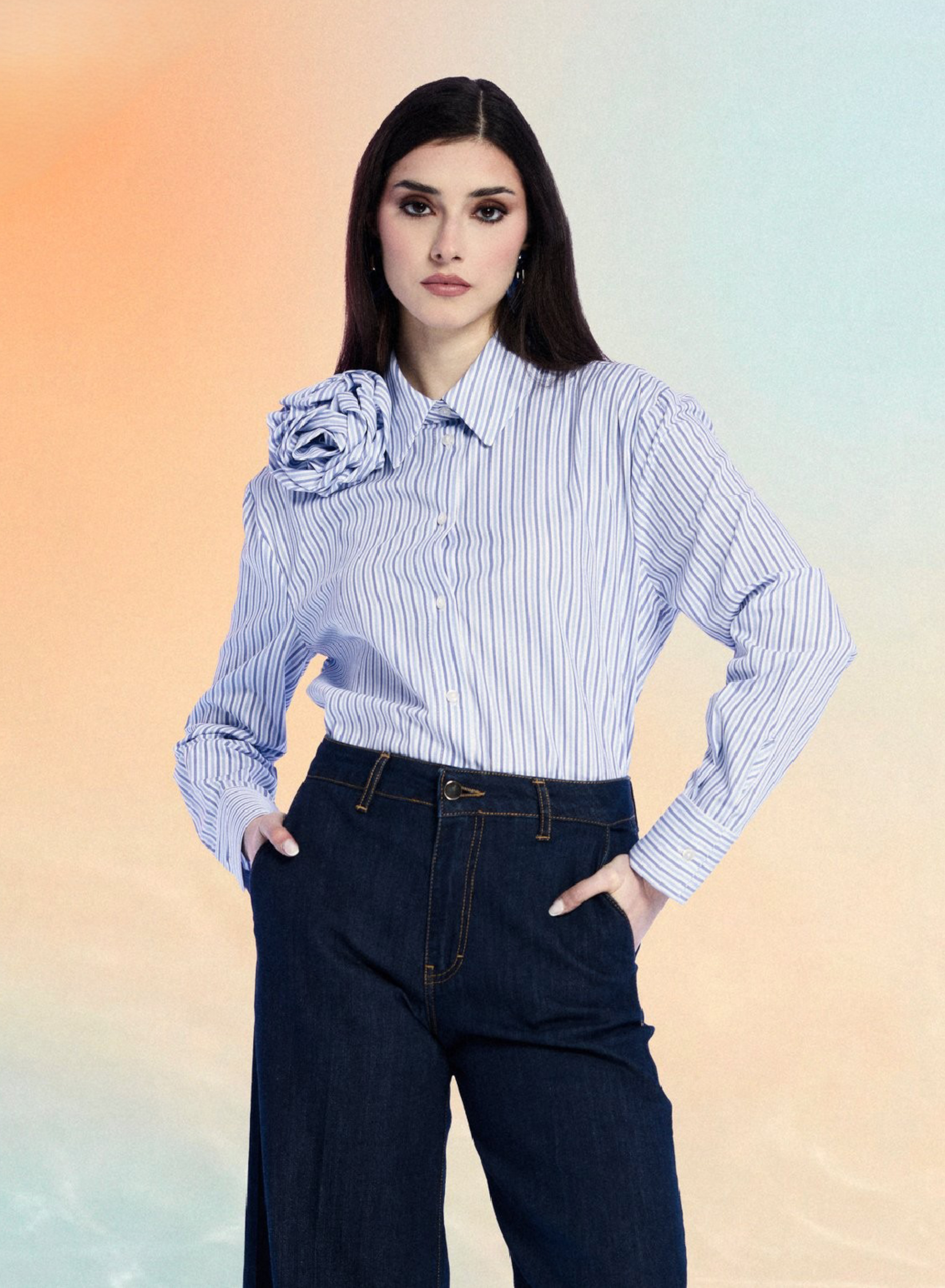 Navy Blue wide leg Jeans R.R. - 1