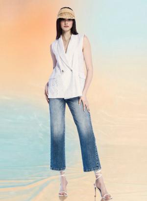 Blue Cropped, light flared Jeans R.R. - 59095