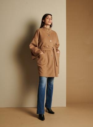 Belted Cardigan Coat with golden buttons - 13819
