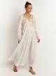 White-Gold long new All Over Dress with long sleeves Greek Archaic Kori - 1