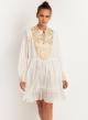 White-Gold short new All Over Dress with long sleeves Greek Archaic Kori - 0
