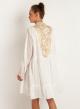 White-Gold short new All Over Dress with long sleeves Greek Archaic Kori - 2