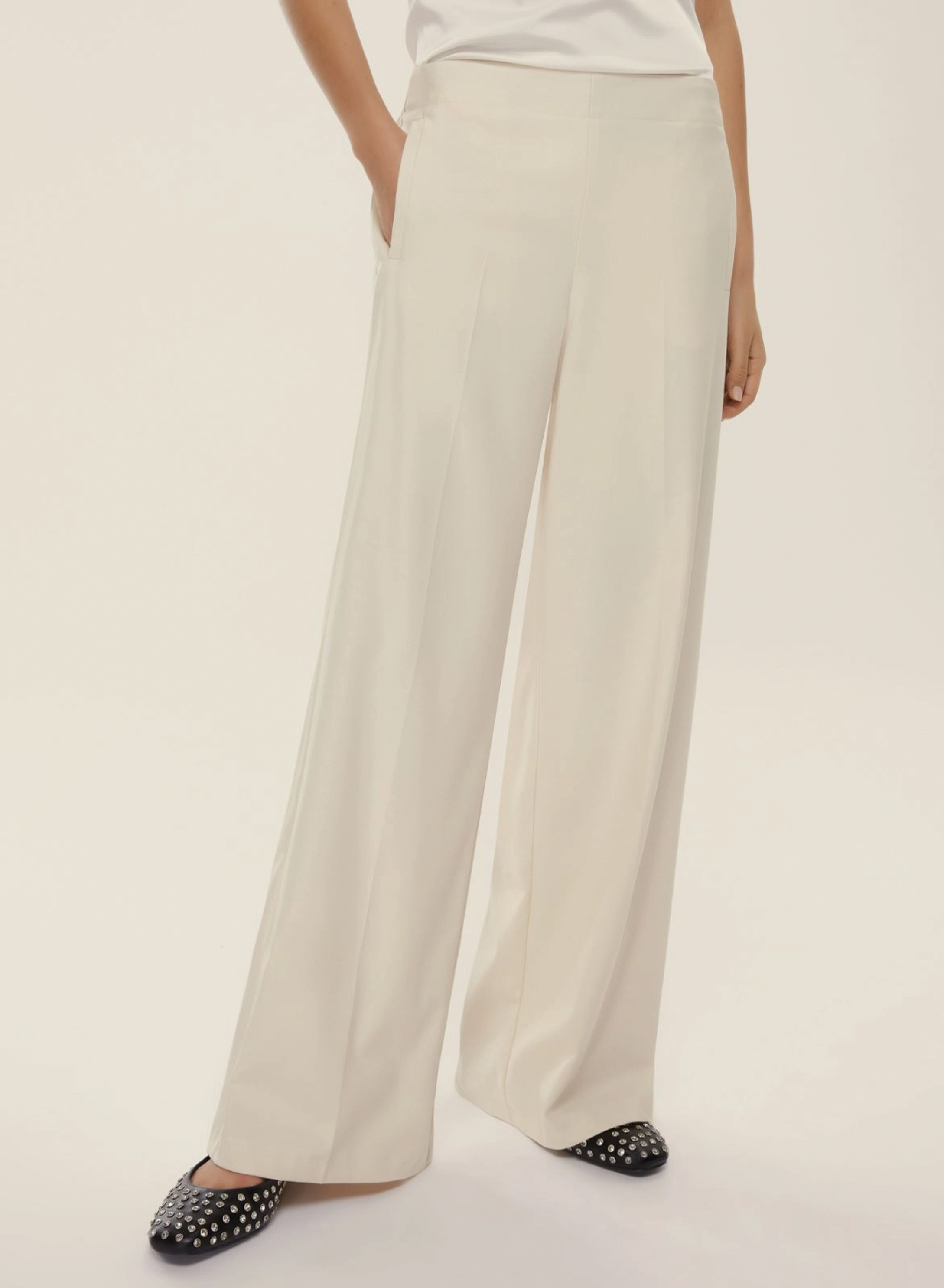 Ecru straight fit Trousers Emme Marella - 3
